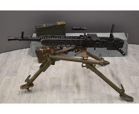 Deactivated Czechoslovakian ZB 37 7.92mm light machine gun with adjustable ladder sights, wooden carry handle and adjustable 