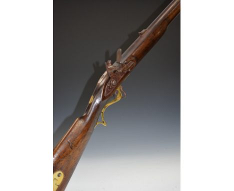 Baker pattern flintlock musket with 'Tower' and crown over 'GR' cypher stamped to the lock, line engraved lock and hammer, br