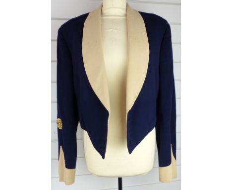 British Army Royal Gloucestershire Hussars Warrant Officer's mess jacket of blue and buff cloth with red silk lining and Warr