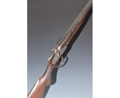 Percy Newton of London 12 bore side by side hammer action shotgun with engraved locks, trigger guard, underside, hammers, thu