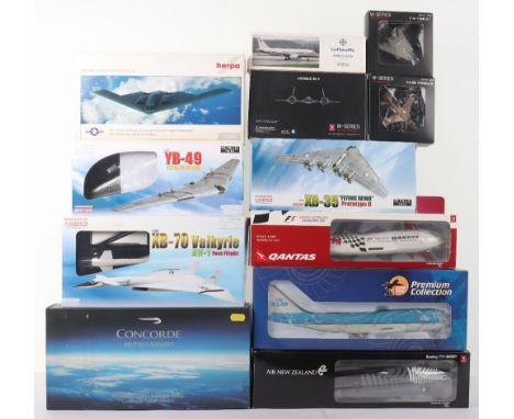 Twelve various 1:200 scale model Aircraft, Boeing 747-400 Qantas, Boeing 777-300ER Air New Zealand, Boeing 747-400 KLM, Briti