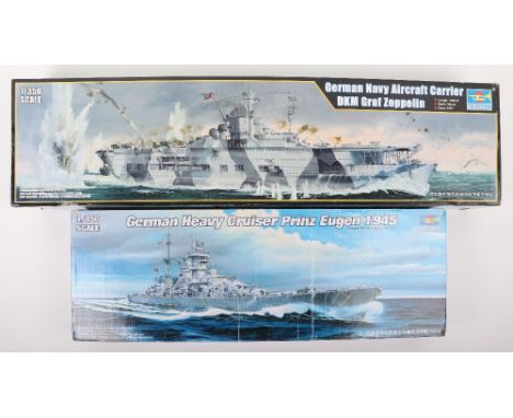 Two Trumpeter 1:350 scale German Warship model kits, Navy Aircraft Carrier DKM GRAF ZEPPELIN with sealed detail up parts, Hea