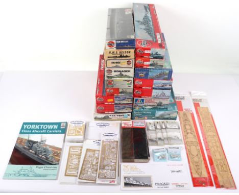 Airfix 1:600 scale Battleship model kits, HMS King George V, HMS Repulse, 2xHMS Warspite, Prinz Eugen, HMS Manxman &amp; HMS 