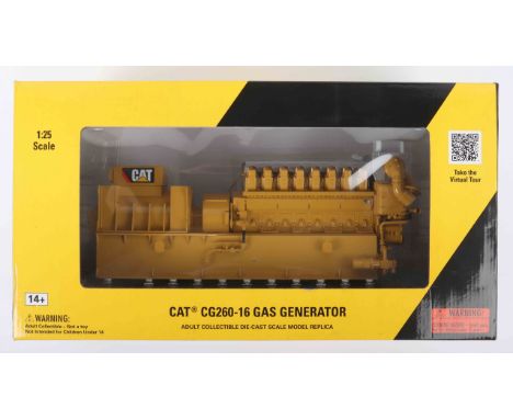 Norscot 1:25 scale Diecast model CAT CG260-16 Gas Generator, well detailed model finished in yellow and mounted on wooden pli