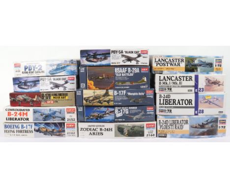 Fourteen Hasegawa and Academy 1:72 scale Fighter Aircraft model kits, Hasegawa Lancaster B Mk.1/Mk.III, Lancaster Postwar, B-