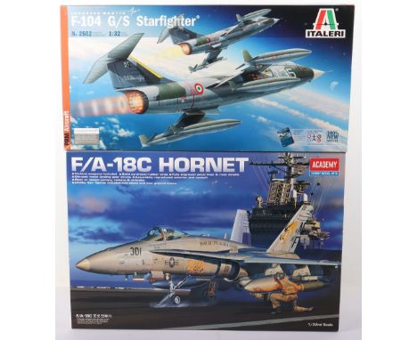 Academy and Italeri  1:32 scale Fighter Aircraft model kits, Academy Hobby Model Kits F/A-18C Hornet, Italeri Lockheed Martin