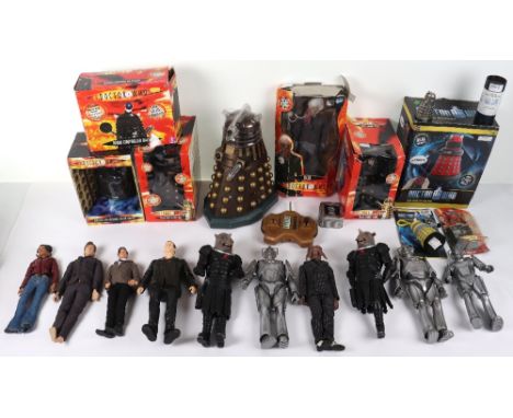 Selection of Doctor Who Dalek related items, including large remote controlled dalek (broken parts), boxed pewter bottle stop