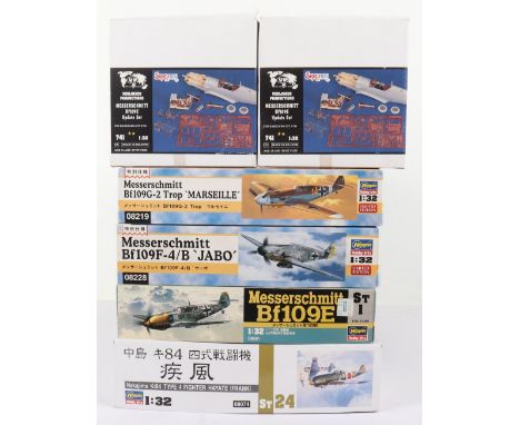 Four Hasegawa Hobby Kits 1:32 scale Fighter Aircraft model kits, Nakajima Ki84 type 4 fighter Hayate (Frank) with extra parts