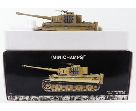 Minichamps 1:35 scale model Panzerkampfwagen VI Tiger I Tank, ‘Late Version’, excellent condition in polystyrene packed box. 