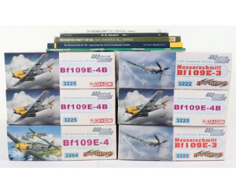 Six Dragon Wing Tech 1:32 scale Messerschmitt Fighter Aircraft model kits, 2xBf 109E-3 one boxed sealed other with extra part