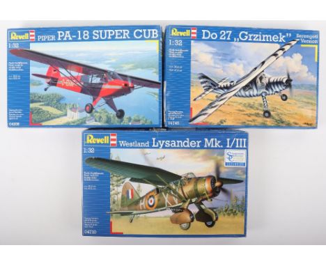 Six Revell 1:32 scale Aircraft model kits, F-104G Starfighter with additional parts, Heinkel He 162 A-2 ;Salamander’ with add