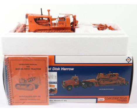 Construction Pioneers from First Gear a 1:25 scale Diecast model Allis-Chalmers HD-21 Crawler with Offset Disk Harrow, well d