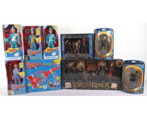 Thunderbirds Action figures and playsets, including four large boxed figures, including brains, Scott Tracy, alant racy and V