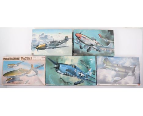 Five Hasegawa Hobby Kits 1:32 scale Fighter Aircraft model kits, F6F-3/5 Hellcat, Messerschmitt Bf109E, Polikarpov I-16 ‘Finn