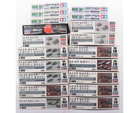 Nineteen Hasegawa 1:350 scale Japanese Navy Ship equipment sets and addition parts, 5xEquipments set A (Machine guns &amp; Op