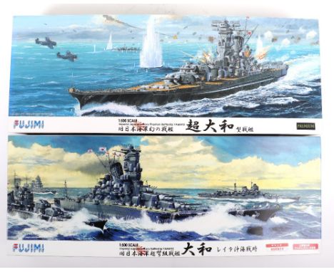 Two Fujimi 1:500 scale Imperial Japanese Navy Battleships YAMATO model kits, YAMATO with sealed detail up parts, Phantom Batt