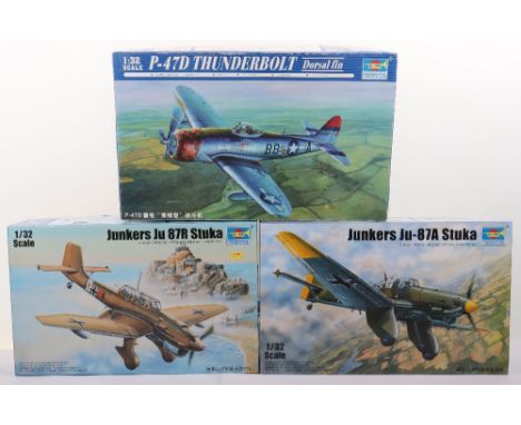 Four Trumpeter 1:32 scale Fighter Aircraft model kits, Junkers Ju-87A Stuka, Junkers Ju 87R Stuka with extra detail up parts,