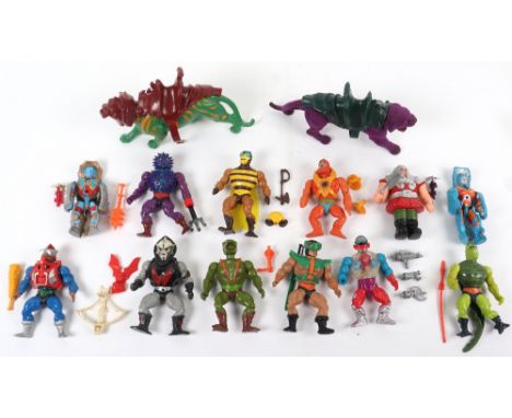 Quantity of Vintage 1980s Mattel He-man MOTU loose action figures, including, Beast man only missing weapon, buzz-off compete