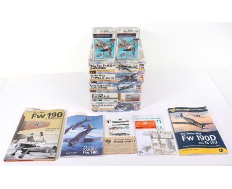 Five Hasegawa Hobby Kits 1:32 scale Focke-Wulf Fighter model kits, Fw190A-8, Fw190A-8 ‘JGr.10’, Fw190D-9 ‘Barkhorn’ with extr