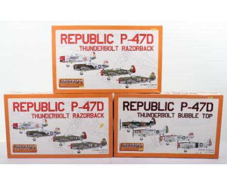 Three Redux Models 1:32 scale Thunderbolt model kits, 2xRepublic P-47D Thunderbolt Razorback and 2xRepublic P-47D Thunderbolt