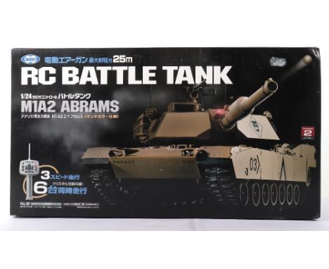 Tokyo Marui 1:24 scale remote control M1A2 Abrams Battle Tank, boxed with tank commander, gun, 6mm BB bullets and control, ex