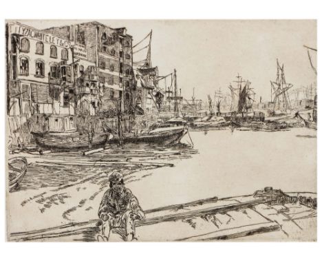 AFTER JAMES ABBOTT MCNEILL WHISTLER  Eagle Wharf, etching, 12.5 x 17.5cm