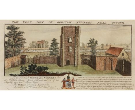 AFTER SAMUEL AND NATHANIEL BUCK 'The West View of Godstow Nunnery, Near Oxford', etching, hand-coloured, 20 x 37cm