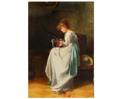 CARLTON ALFRED SMITH (1853-1946) The Guitar Player, signed and dated 1892, oil on panel, 44 x 30cm