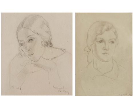 SIR CHARLES WHEELER (1892-1974) Head and shoulders portrait of Muriel, signed with initials and dated 30.7.25, pencil drawing