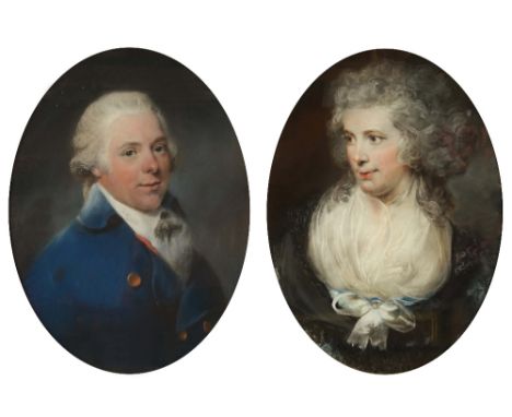 JOHN RUSSELL (1745-1806) Portrait of Charles Elliott (1752-1826) and his wife, Eling Venn, a pair, the latter signed and date