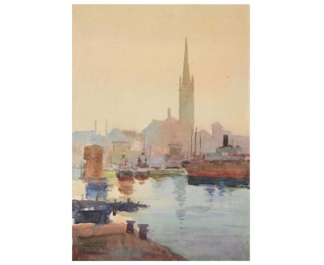 VLADIMIR ILYICH LUNYOV (1928-1994) 'Port Town', watercolour, 24 x 16.5cm With the Paul Hawkins Gallery, 12th May 1997 and sol