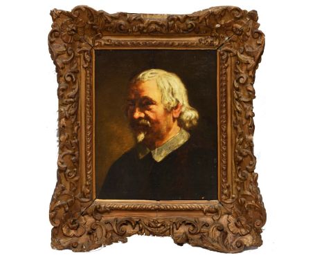 FOLLOWER OF FRANS HALS (1580-1666) Head and shoulders portrait of a bearded gentleman with white hair, collar and wearing a d