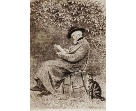 C.O. MURRAY AFTER HELEN ALLINGHAM 'Thomas Carlyle in his garden at Chelsea', etching, 24 x 17.5cm