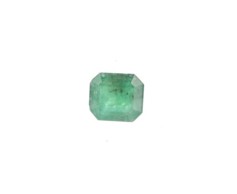 **AN UNMOUNTED EMERALD, step cut, weighing approximately 1.00 carat