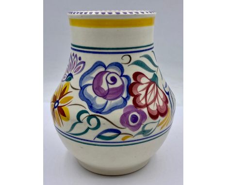 A Poole pottery England pot, yellow and purple themed 