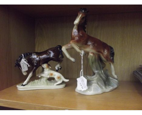 2 Dutch ceramic horses