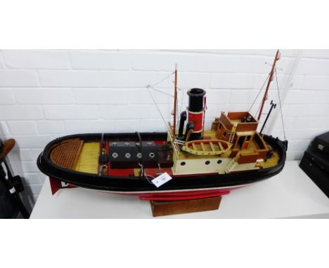 Scratch built remote control model of Liverpool tug 'Ivy', 1:48 scale and painted in red, white and black, length is approx 1