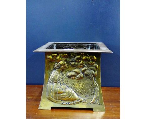 An Art Nouveau style brass planter, 