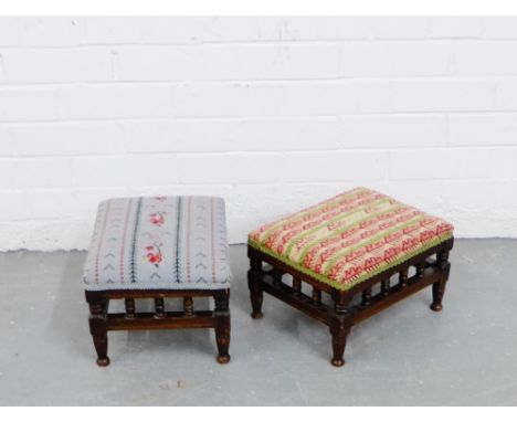 Two footstools with upholstered tapestry tops (2) 