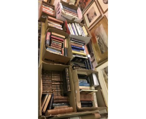 Eight boxes of assorted books on the subject of art, architecture, sporting etc as well some decorative spines