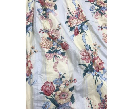 A quantity of curtains etc for re-purposing to include Mario Beautta for Fabriyaz, a pair of hangings, double bed cover, a pe