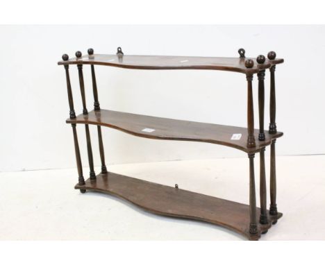 19th century Mahogany Hanging Shelf with Turned Spindle Supports, 79cms long x 55cms high