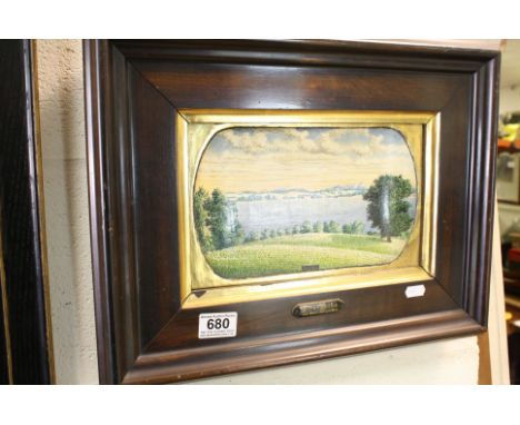 Alfred Ludke (German 1874 - 1955), Oil Painting on Concave Panel of Extensive Lake Landscape, 15cms x 26cms, Framed