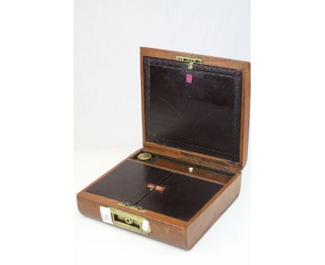 Victorian Leather Covered Gentleman's Travelling Writing / Vanity Case, the hinged lid opening to reveal a tooled leather pul