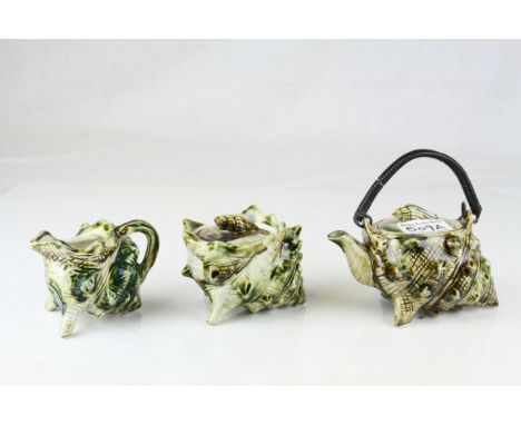 Ceramic Conch Shell Shaped Three Piece Tea Set