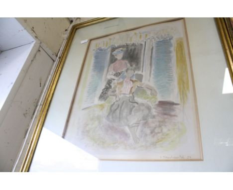 Constantin TERECHKOVITCH (Russian 1902-1978) Colour Lithograph, signed in pencil to margin and dated 54', 35cms x 27cms, fram