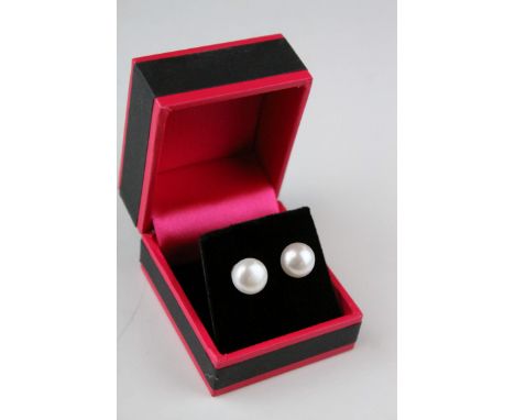 Pair of Large Freshwater Pearl Stud Earrings on Silver posts