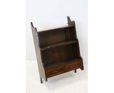 Mahogany Hanging Shelf with Two Small Drawers, 76cms high x 50cms wide