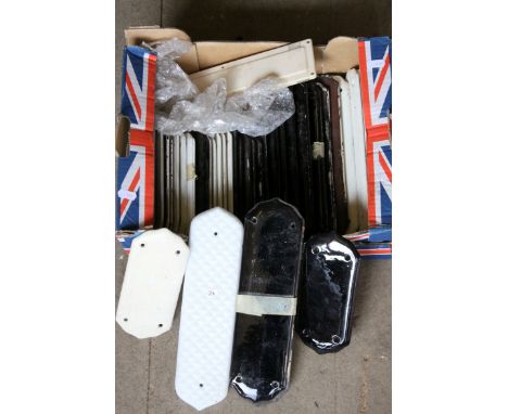 46 Ceramic Door Finger Plates, mostly Black and White finish (1 box)