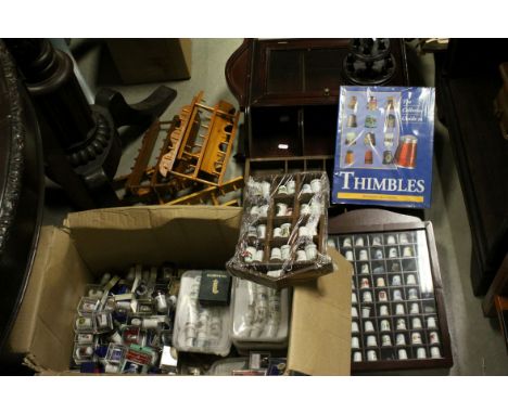 Thimbles - Large Collection of Thimbles together with a number of Thimble Display Shelves and Cabinets plus a Thimbles Collec